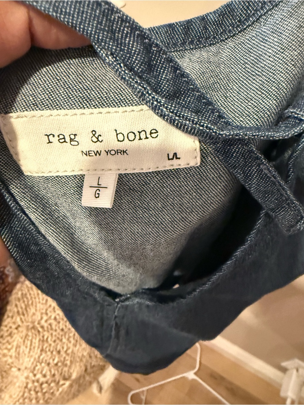Rag & Bone Denim Tie Dress Rinse Blue Chambray L - Picture 13 of 13